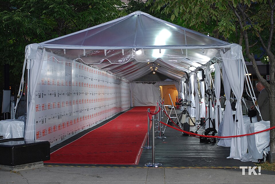 Red carpet premiere setup